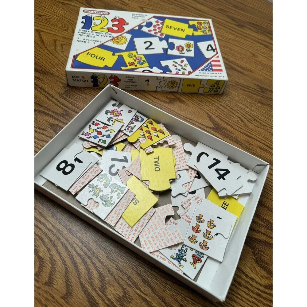 Vtg Mix & Match 123 ages 3-7‎ - Three Self Correcting game Numbers -COMPLETE